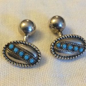 Sterling Silver Turquoise Cufflinks